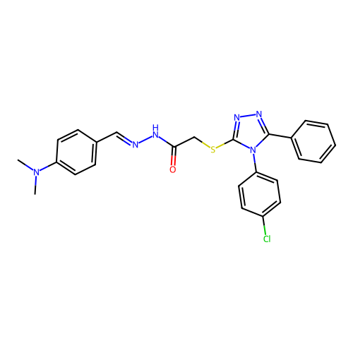 2-{[4-(4-chlorophenyl)-5-phenyl-4H-1,2,4-triazol-3-yl]sulfanyl}-N'-{(E)-[4-(dimethylamino)phenyl]methylidene}acetohydrazide structure