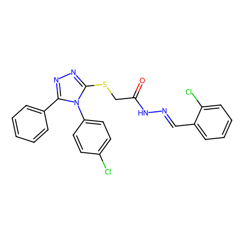 N'-[(E)-(2-chlorophenyl)methylidene]-2-{[4-(4-chlorophenyl)-5-phenyl-4H-1,2,4-triazol-3-yl]sulfanyl}acetohydrazide structure