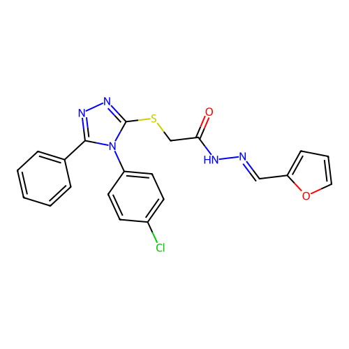 2-{[4-(4-chlorophenyl)-5-phenyl-4H-1,2,4-triazol-3-yl]sulfanyl}-N'-[(E)-furan-2-ylmethylidene]acetohydrazide structure