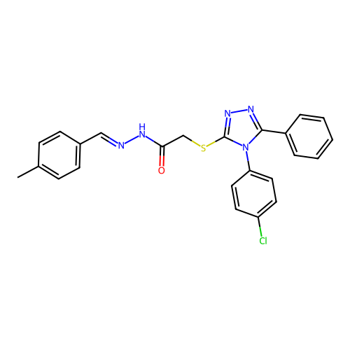 2-{[4-(4-chlorophenyl)-5-phenyl-4H-1,2,4-triazol-3-yl]sulfanyl}-N'-[(E)-(4-methylphenyl)methylidene]acetohydrazide structure