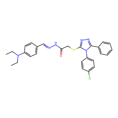 2-{[4-(4-chlorophenyl)-5-phenyl-4H-1,2,4-triazol-3-yl]sulfanyl}-N'-{(E)-[4-(diethylamino)phenyl]methylidene}acetohydrazide structure