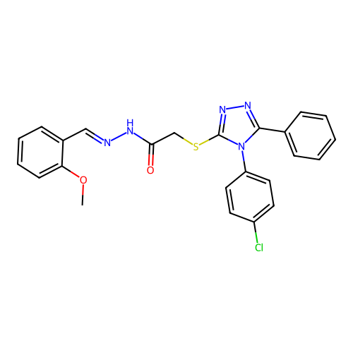 2-{[4-(4-chlorophenyl)-5-phenyl-4H-1,2,4-triazol-3-yl]sulfanyl}-N'-[(E)-(2-methoxyphenyl)methylidene]acetohydrazide structure