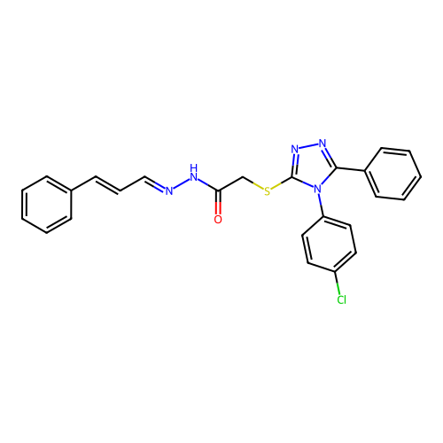 2-{[4-(4-chlorophenyl)-5-phenyl-4H-1,2,4-triazol-3-yl]sulfanyl}-N'-[(1E,2E)-3-phenylprop-2-en-1-ylidene]acetohydrazide structure