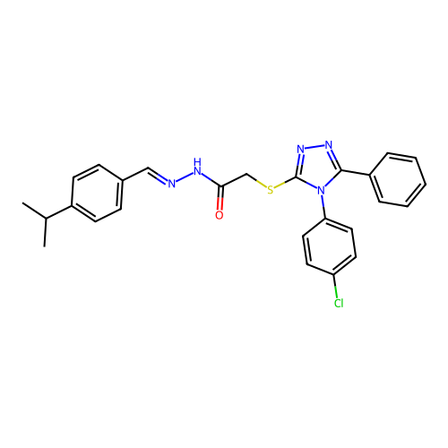 2-{[4-(4-chlorophenyl)-5-phenyl-4H-1,2,4-triazol-3-yl]sulfanyl}-N'-{(E)-[4-(propan-2-yl)phenyl]methylidene}acetohydrazide structure