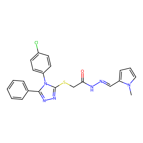 2-{[4-(4-chlorophenyl)-5-phenyl-4H-1,2,4-triazol-3-yl]sulfanyl}-N'-[(E)-(1-methyl-1H-pyrrol-2-yl)methylidene]acetohydrazide structure