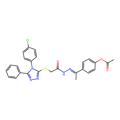 [4-[(Z)-N-[[2-[[4-(4-chlorophenyl)-5-phenyl-1,2,4-triazol-3-yl]sulfanyl]acetyl]amino]-C-methylcarbonimidoyl]phenyl] acetate structure