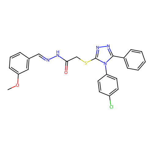 2-{[4-(4-chlorophenyl)-5-phenyl-4H-1,2,4-triazol-3-yl]sulfanyl}-N'-[(E)-(3-methoxyphenyl)methylidene]acetohydrazide structure
