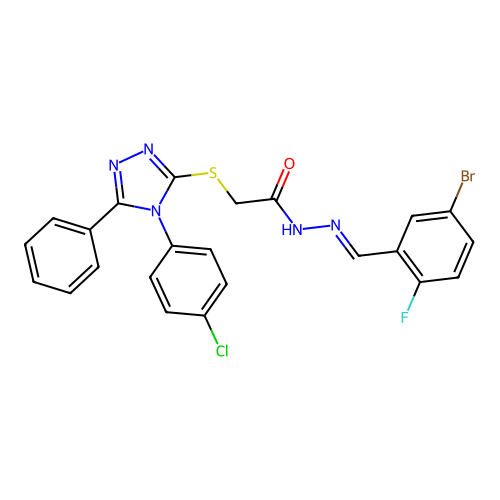 N'-[(E)-(5-bromo-2-fluorophenyl)methylidene]-2-{[4-(4-chlorophenyl)-5-phenyl-4H-1,2,4-triazol-3-yl]sulfanyl}acetohydrazide structure