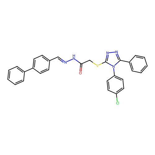 N'-[(E)-biphenyl-4-ylmethylidene]-2-{[4-(4-chlorophenyl)-5-phenyl-4H-1,2,4-triazol-3-yl]sulfanyl}acetohydrazide structure