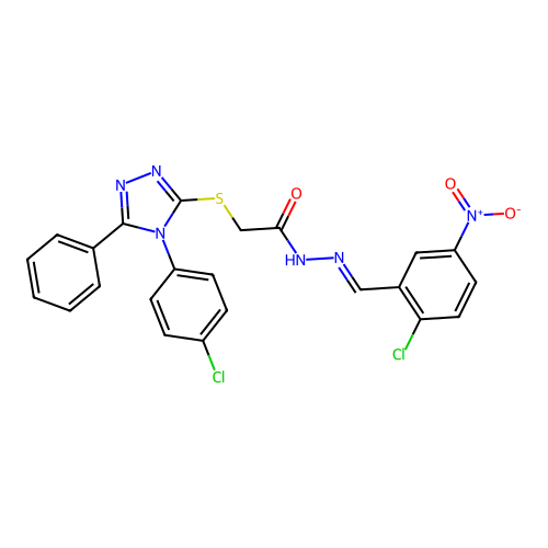 N'-[(E)-(2-chloro-5-nitrophenyl)methylidene]-2-{[4-(4-chlorophenyl)-5-phenyl-4H-1,2,4-triazol-3-yl]sulfanyl}acetohydrazide structure