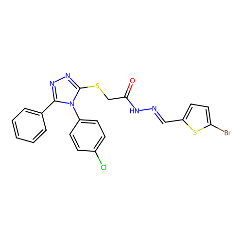 N'-[(E)-(5-bromothiophen-2-yl)methylidene]-2-{[4-(4-chlorophenyl)-5-phenyl-4H-1,2,4-triazol-3-yl]sulfanyl}acetohydrazide structure