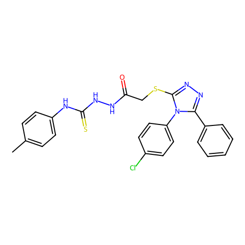 1-[[2-[[4-(4-chlorophenyl)-5-phenyl-1,2,4-triazol-3-yl]sulfanyl]acetyl]amino]-3-(4-methylphenyl)thiourea structure