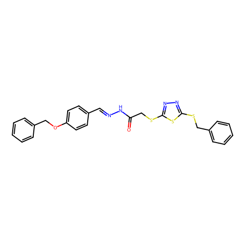 (E)-N'-(4-(benzyloxy)benzylidene)-2-((5-(benzylthio)-1,3,4-thiadiazol-2-yl)thio)acetohydrazide structure