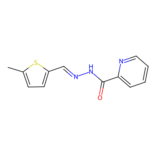 N-[(E)-(5-methylthiophen-2-yl)methylideneamino]pyridine-2-carboxamide structure
