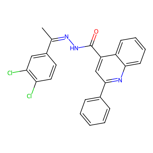 (Z)-N'-(1-(3,4-dichlorophenyl)ethylidene)-2-phenylquinoline-4-carbohydrazide structure