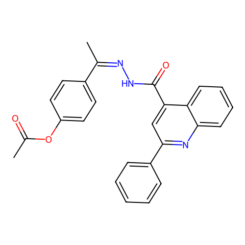 (Z)-4-(1-(2-(2-phenylquinoline-4-carbonyl)hydrazono)ethyl)phenyl acetate structure