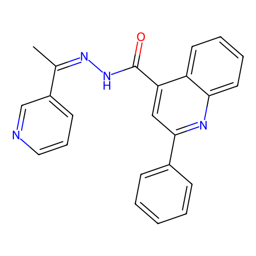 (Z)-2-phenyl-N'-(1-(pyridin-3-yl)ethylidene)quinoline-4-carbohydrazide structure