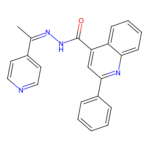 (Z)-2-phenyl-N'-(1-(pyridin-4-yl)ethylidene)quinoline-4-carbohydrazide structure