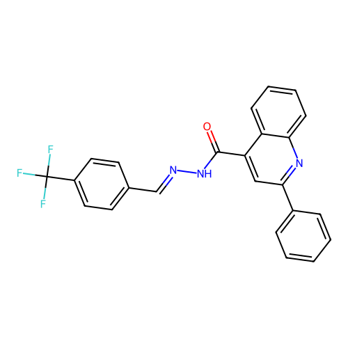 (E)-2-phenyl-N'-(4-(trifluoromethyl)benzylidene)quinoline-4-carbohydrazide structure