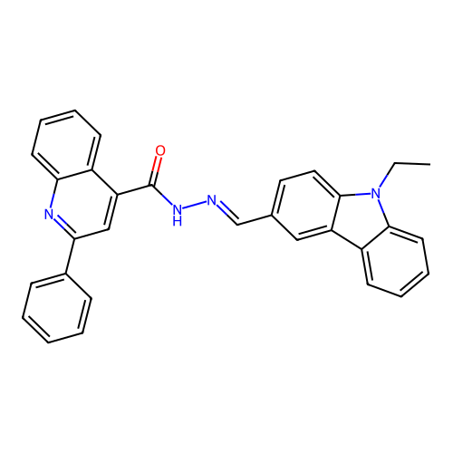 N-[(E)-(9-ethylcarbazol-3-yl)methylideneamino]-2-phenylquinoline-4-carboxamide structure