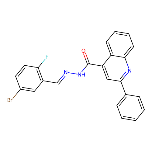 (E)-N'-(5-bromo-2-fluorobenzylidene)-2-phenylquinoline-4-carbohydrazide structure