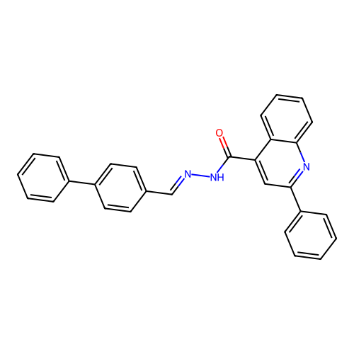 N'-[(E)-biphenyl-4-ylmethylidene]-2-phenylquinoline-4-carbohydrazide structure