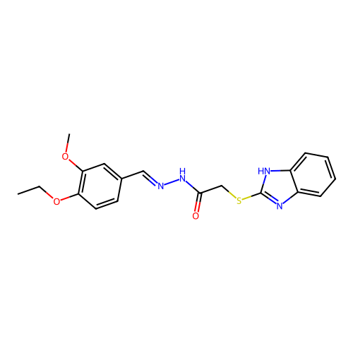 2-(1H-benzimidazol-2-ylsulfanyl)-N'-[(E)-(4-ethoxy-3-methoxyphenyl)methylidene]acetohydrazide structure