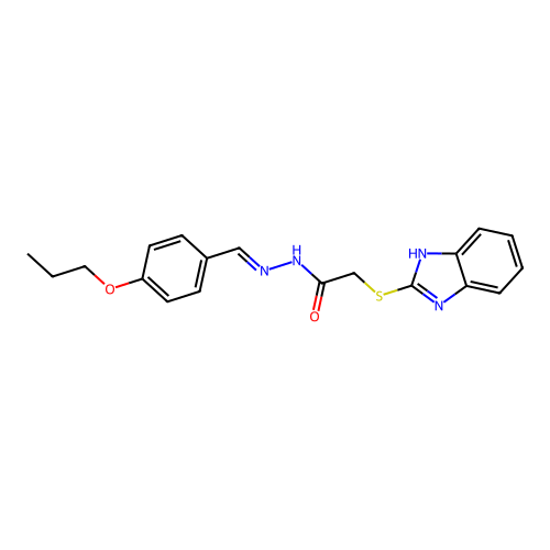 2-(1H-benzimidazol-2-ylsulfanyl)-N'-[(E)-(4-propoxyphenyl)methylidene]acetohydrazide structure