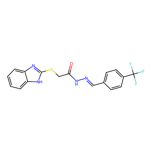 2-(1H-Benzimidazol-2-ylthio)-N'-(4-(trifluoromethyl)benzylidene)acetohydrazide structure