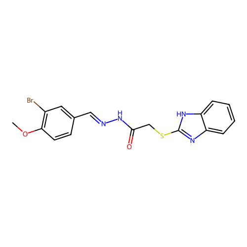 2-(1H-benzimidazol-2-ylsulfanyl)-N'-[(E)-(3-bromo-4-methoxyphenyl)methylidene]acetohydrazide structure
