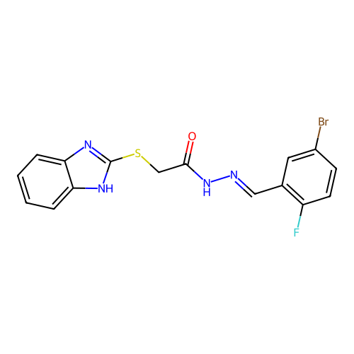 2-(1H-Benzimidazol-2-ylthio)-N'-(5-bromo-2-fluorobenzylidene)acetohydrazide structure