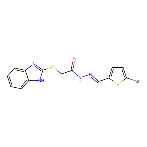 2-(1H-Benzimidazol-2-ylthio)-N'-((5-bromo-2-thienyl)methylene)acetohydrazide structure