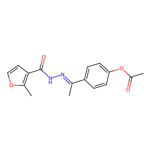 4-[(1E)-N-(2-methyl-3-furoyl)ethanehydrazonoyl]phenyl acetate structure