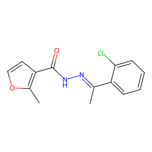 N'-[(E)-1-(2-chlorophenyl)ethylidene]-2-methyl-3-furohydrazide structure