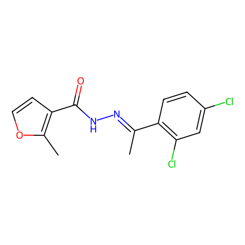 N'-(1-(2,4-Dichlorophenyl)ethylidene)-2-methyl-3-furohydrazide structure