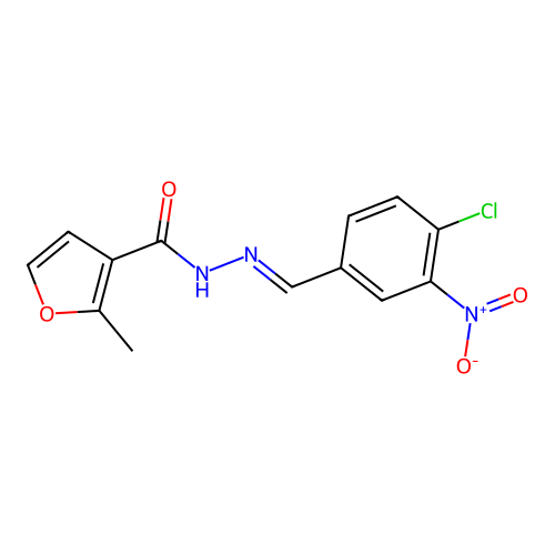 N'-[(E)-(4-chloro-3-nitrophenyl)methylidene]-2-methylfuran-3-carbohydrazide structure