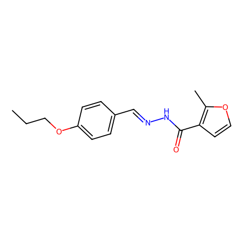 2-methyl-N'-[(E)-(4-propoxyphenyl)methylidene]furan-3-carbohydrazide structure
