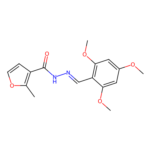 2-methyl-N'-[(E)-(2,4,6-trimethoxyphenyl)methylidene]furan-3-carbohydrazide structure