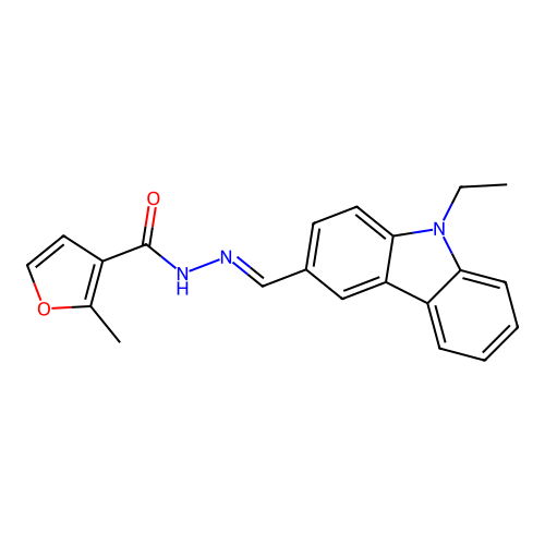 N-[(E)-(9-ethylcarbazol-3-yl)methylideneamino]-2-methylfuran-3-carboxamide structure