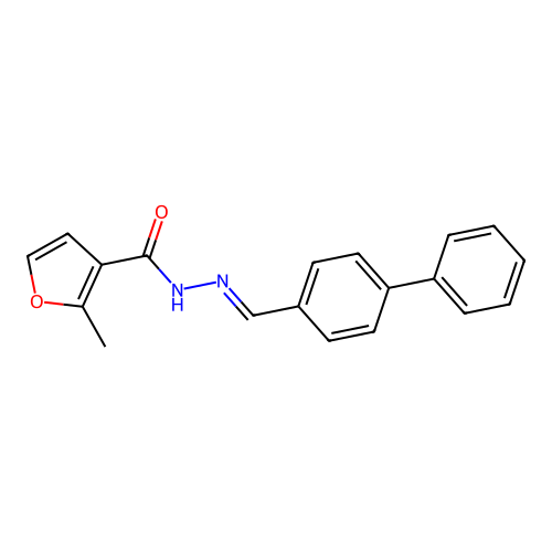 N'-[(E)-biphenyl-4-ylmethylidene]-2-methylfuran-3-carbohydrazide structure