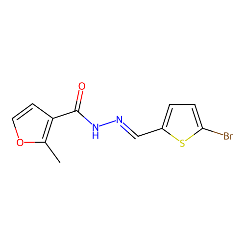 N-[(5-bromo-2-thienyl)methyleneamino]-2-methyl-3-furamide structure