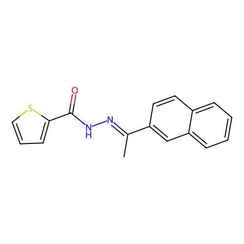 N'-[1-(2-naphthyl)ethylidene]-2-thiophenecarbohydrazide structure