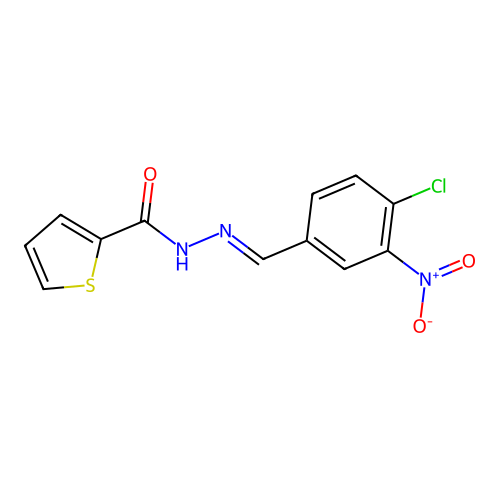 N'-(4-chloro-3-nitrobenzylidene)-2-thiophenecarbohydrazide structure