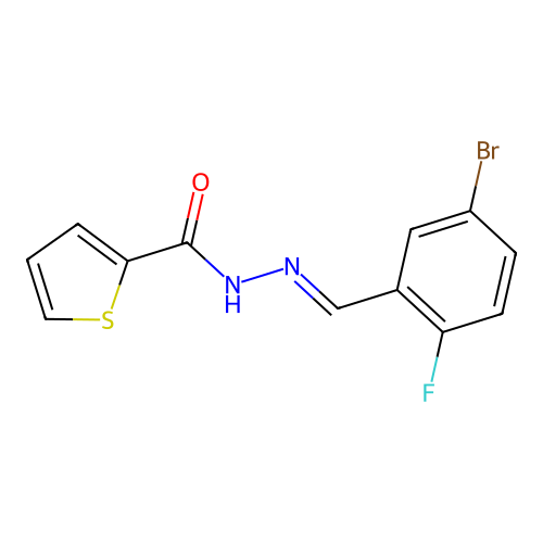 N'-[(E)-(5-bromo-2-fluorophenyl)methylidene]thiophene-2-carbohydrazide structure