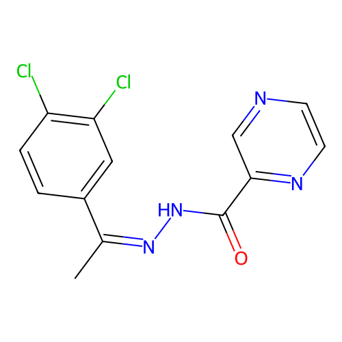 (Z)-N'-(1-(3,4-dichlorophenyl)ethylidene)pyrazine-2-carbohydrazide structure
