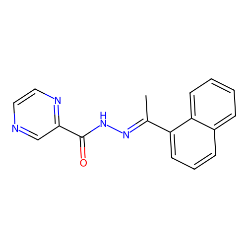 N'-[(1E)-1-(naphthalen-1-yl)ethylidene]pyrazine-2-carbohydrazide structure