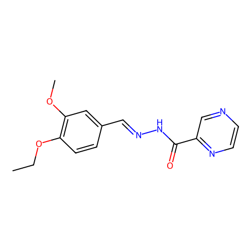N'-[(E)-(4-ethoxy-3-methoxyphenyl)methylidene]-2-pyrazinecarbohydrazide structure