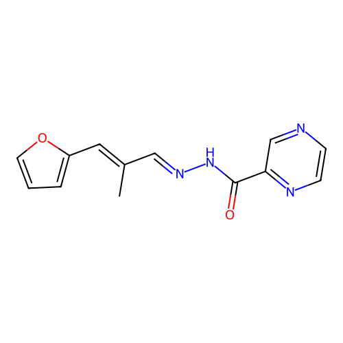 N'-[3-(2-furyl)-2-methyl-2-propenylidene]-2-pyrazinecarbohydrazide structure