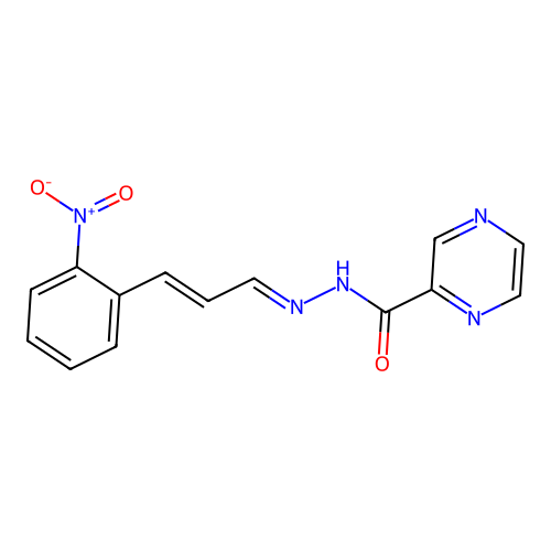 N'-[(E,2E)-3-(2-nitrophenyl)-2-propenylidene]-2-pyrazinecarbohydrazide structure