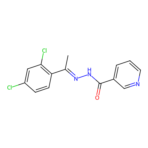N'-[(1E)-1-(2,4-dichlorophenyl)ethylidene]pyridine-3-carbohydrazide structure